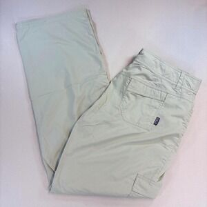 Patagonia Womens 14 Hiking Cargo Pants Tan Roll Up Leg Nylon Stretch Outdoor